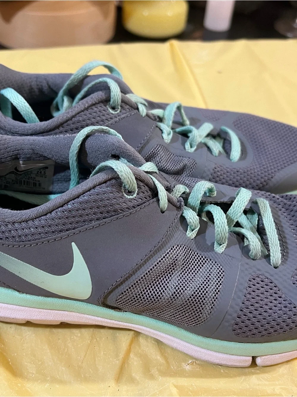 Nike Women’s Gray Athletic Sneakers with Mint Laces